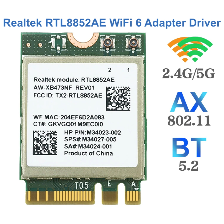 Realtek RTL8852AE WiFi 6 802.11ax PCIe Adapter Driver 6001.0.10.346 WHQL (Драйвер для WiFi 802